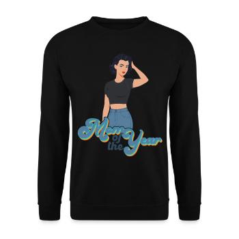 Mutter des Jahres Lustige Mutti Stolze Mama Design - Unisex Pullover - Schwarz - Vorne - Alina (178cm) & Michal (187cm)