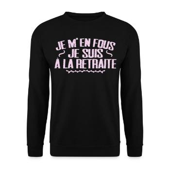 Es ist mir egal, ich bin im Ruhestand Humor - Unisex Pullover - Schwarz - Vorne - Alina (178cm) & Michal (187cm)