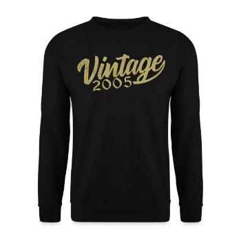 2005 Jahrgang 2005 Retro 2005 Geburtstagsgeschenk - Unisex Pullover - Schwarz - Vorne - Alina (178cm) & Michal (187cm)