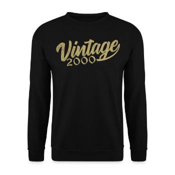 2000 Jahrgang 2000 Retro 2000 Geburtstagsgeschenk - Unisex Pullover - Schwarz - Vorne - Alina (178cm) & Michal (187cm)