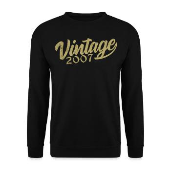 2007 Jahrgang 2007 Retro 2007 Geburtstagsgeschenk - Unisex Pullover - Schwarz - Vorne - Alina (178cm) & Michal (187cm)