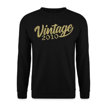 2010 Jahrgang 2010 Retro 2010 Geburtstagsgeschenk - Unisex Pullover - Schwarz - Vorne - Alina (178cm) & Michal (187cm)