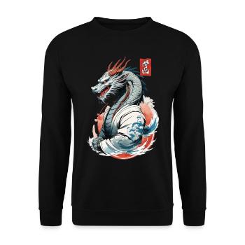 Style vintage du dragon japonais avec signe Kanji - Sweat-shirt Unisexe - noir - Devant - Alina (178cm) & Michal (187cm)