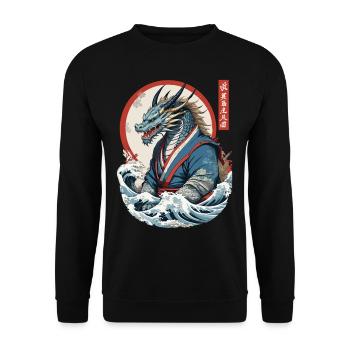 Dragon Anime Fan Style Japonais Vintage - Sweat-shirt Unisexe - noir - Devant - Alina (178cm) & Michal (187cm)