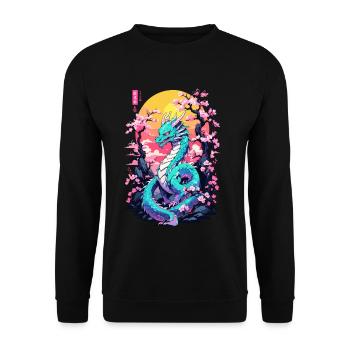 Vintage Vaporwave Art Design de dragon japonais - Sweat-shirt Unisexe - noir - Devant - Alina (178cm) & Michal (187cm)