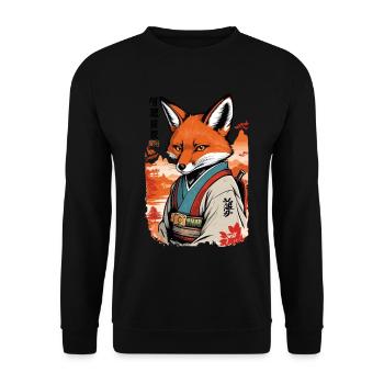 Yokai renard kawaii vintage de style ukiyo-e - Sweat-shirt Unisexe - noir - Devant - Alina (178cm) & Michal (187cm)