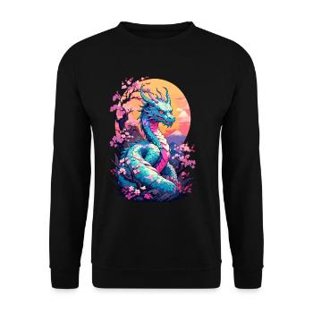 Dragon Anime Fan Dragon Japonais Vintage - Sweat-shirt Unisexe - noir - Devant - Alina (178cm) & Michal (187cm)