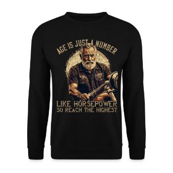 Lustiger Biker Opa Vintage Motorrad Retro Style - Unisex Pullover - Schwarz - Vorne - Alina (178cm) & Michal (187cm)