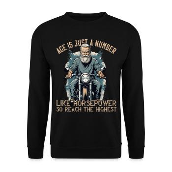 Lustiger Biker Opa Vintage Motorrad Retro Style - Unisex Pullover - Schwarz - Vorne - Alina (178cm) & Michal (187cm)