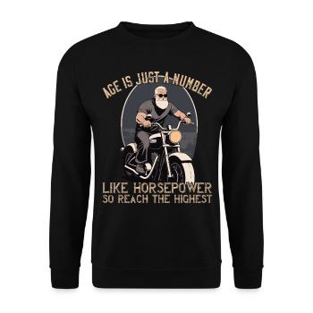 Lustiger Biker Opa Vintage Motorrad Retro Style - Unisex Pullover - Schwarz - Vorne - Alina (178cm) & Michal (187cm)
