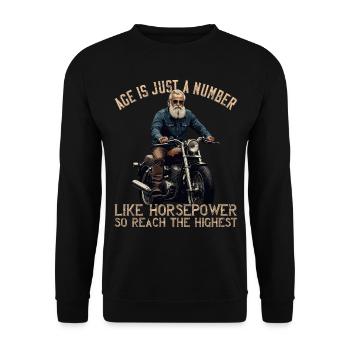 Lustiger Biker Opa Vintage Motorrad Retro Style - Unisex Pullover - Schwarz - Vorne - Alina (178cm) & Michal (187cm)