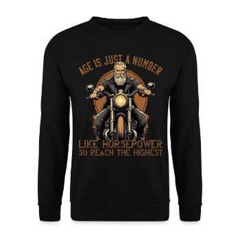 Lustiger Biker Opa Vintage Motorrad Retro Style - Unisex Pullover - Schwarz - Vorne - Alina (178cm) & Michal (187cm)