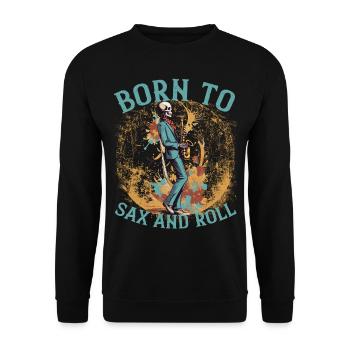 Saxophonist Rock Funny Jazz Music Design - Unisex Sweatshirt - black - Front - Alina (178cm) & Michal (187cm)
