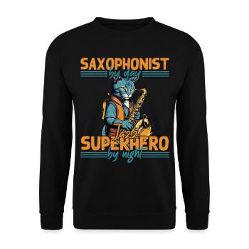 Dicton de saxophone amusant pour les fans de musique jazz - Sweat-shirt Unisexe - noir - Devant - Alina (178cm) & Michal (187cm)