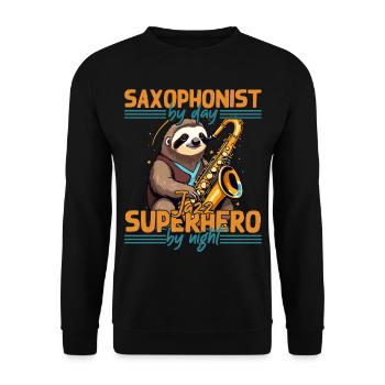 Lustiger Saxophon Spruch Für Jazz Fans - Unisex Pullover - Schwarz - Vorne - Alina (178cm) & Michal (187cm)