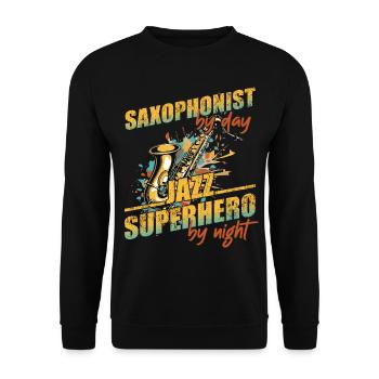 Saxophone drôle disant Jazz Music Design - Sweat-shirt Unisexe - noir - Devant - Alina (178cm) & Michal (187cm)