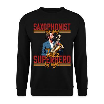 Saxophone drôle disant amateur de musique jazz - Sweat-shirt Unisexe - noir - Devant - Alina (178cm) & Michal (187cm)