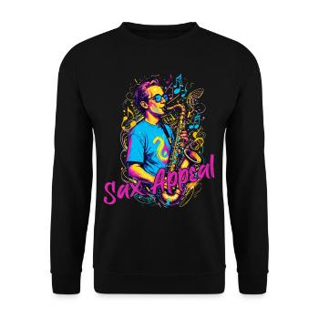 Lustiges Saxophon Design Jazz Musik Liebhaber - Unisex Pullover - Schwarz - Vorne - Alina (178cm) & Michal (187cm)