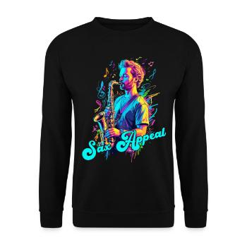 Lustiges Saxophon Design Jazz Musik Liebhaber - Unisex Pullover - Schwarz - Vorne - Alina (178cm) & Michal (187cm)