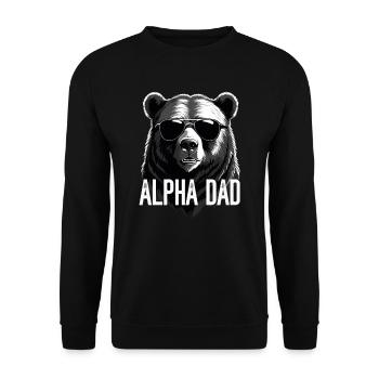 Alpha Dad Lustiger Bären Vater Perfekter Style - Unisex Pullover - Schwarz - Vorne - Alina (178cm) & Michal (187cm)