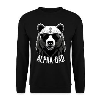 Alpha Dad Lustiger Bären Vater Perfekter Style - Unisex Pullover - Schwarz - Vorne - Alina (178cm) & Michal (187cm)