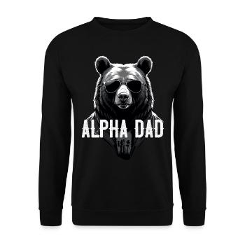Alpha Dad Lustiger Bären Vater Perfekter Style - Unisex Pullover - Schwarz - Vorne - Alina (178cm) & Michal (187cm)