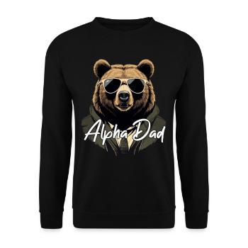 Alpha Dad Lustiger Bären Vater Perfekter Style - Unisex Pullover - Schwarz - Vorne - Alina (178cm) & Michal (187cm)