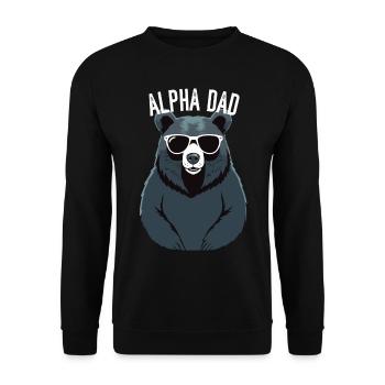 Alpha Dad Lustiger Vater Perfekter Style - Unisex Pullover - Schwarz - Vorne - Alina (178cm) & Michal (187cm)