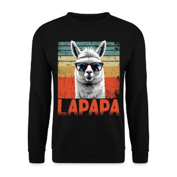 Lapapa Lustiger Lama Papa Perfekter Vatertag Style - Unisex Pullover - Schwarz - Vorne - Alina (178cm) & Michal (187cm)