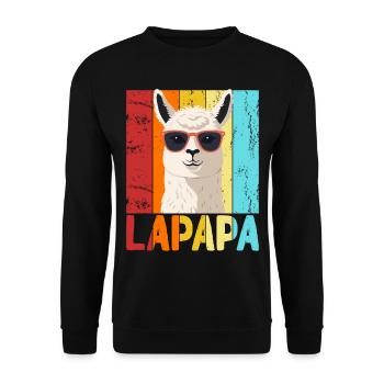 Lapapa Lustiger Lama Papa Perfekter Style - Unisex Pullover - Schwarz - Vorne - Alina (178cm) & Michal (187cm)
