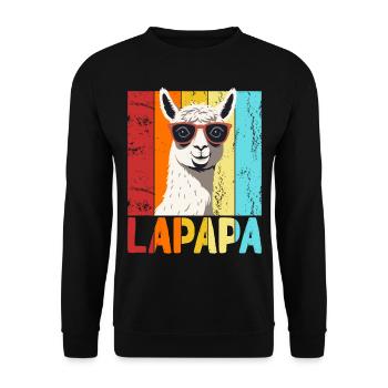 Lapapa Lustiger Lama Papa Perfekter Style - Unisex Pullover - Schwarz - Vorne - Alina (178cm) & Michal (187cm)