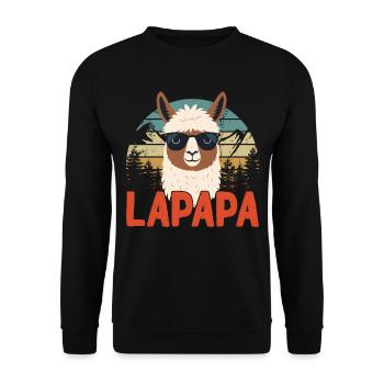 Lapapa Lustiger Lama Papa Perfekter Style - Unisex Pullover - Schwarz - Vorne - Alina (178cm) & Michal (187cm)