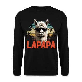 Lapapa Lustiger Lama Papa Perfekter Style - Unisex Pullover - Schwarz - Vorne - Alina (178cm) & Michal (187cm)