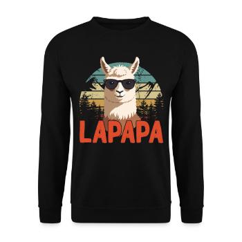 Lapapa Lustiger Lama Papa Perfekter Style - Unisex Pullover - Schwarz - Vorne - Alina (178cm) & Michal (187cm)