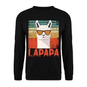 Lapapa Lustiger Lama Vater Perfekter Style - Unisex Pullover - Schwarz - Vorne - Alina (178cm) & Michal (187cm)