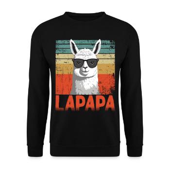 Lapapa Lustiger Lama Vater Perfekter Style - Unisex Pullover - Schwarz - Vorne - Alina (178cm) & Michal (187cm)