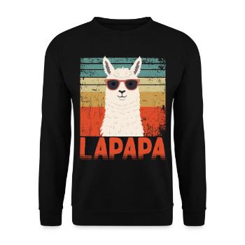 Lapapa Funny Llama Father Perfect Style - Unisex Sweatshirt - black - Front - Alina (178cm) & Michal (187cm)