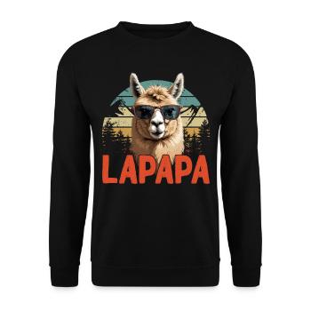 Lapapa Lustiger Lama Vater Perfekter Style - Unisex Pullover - Schwarz - Vorne - Alina (178cm) & Michal (187cm)