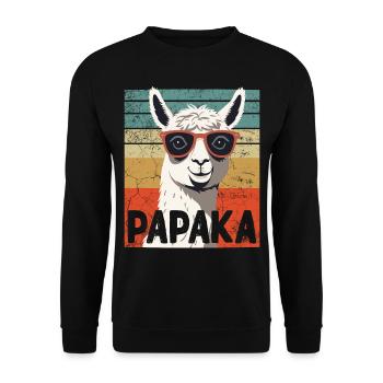 Papaka Drôle Dad Alpaga Style Parfait - Sweat-shirt Unisexe - noir - Devant - Alina (178cm) & Michal (187cm)