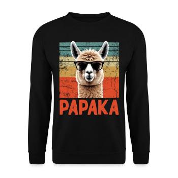 Papaka Lustiger Alpaka Papa Perfekter Style - Unisex Pullover - Schwarz - Vorne - Alina (178cm) & Michal (187cm)
