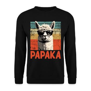 Papaka Lustiger Alpaka Papa Perfekter Style - Unisex Pullover - Schwarz - Vorne - Alina (178cm) & Michal (187cm)