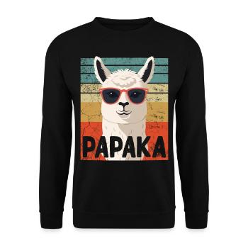 Papaka Drôle Dad Alpaga Style Parfait - Sweat-shirt Unisexe - noir - Devant - Alina (178cm) & Michal (187cm)