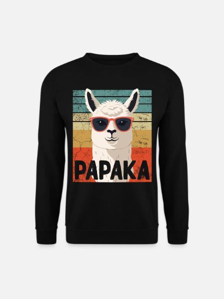 Papaka Lustiger Alpaka Papa Perfekter Style - Unisex Pullover - Schwarz