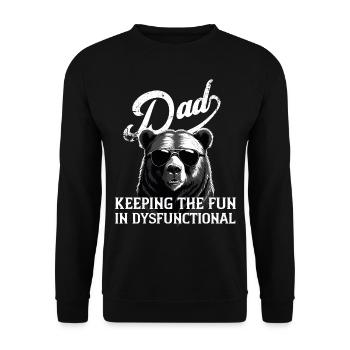 Humorvoller Vatertag Spruch Fun in Dysfunctional - Unisex Pullover - Schwarz - Vorne - Alina (178cm) & Michal (187cm)