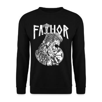 Fier Viking Papa Vathor Père nordique - Sweat-shirt Unisexe - noir - Devant - Alina (178cm) & Michal (187cm)