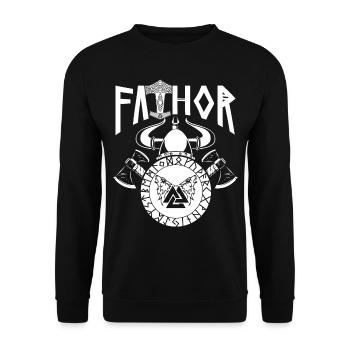 Viking Papa Vathor Nordique Fier papa - Sweat-shirt Unisexe - noir - Devant - Alina (178cm) & Michal (187cm)
