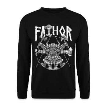Wikinger Papa Vathor Lustiges Wikinger Design - Unisex Pullover - Schwarz - Vorne - Alina (178cm) & Michal (187cm)