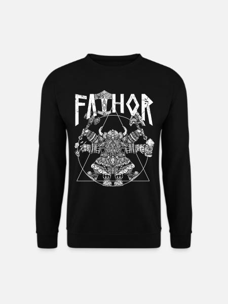 Wikinger Papa Vathor Lustiges Wikinger Design - Unisex Pullover - Schwarz