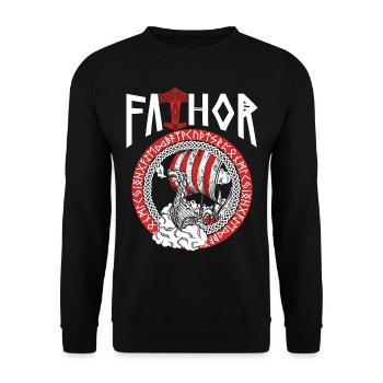 Viking Papa Vathor Bateau viking nordique - Sweat-shirt Unisexe - noir - Devant - Alina (178cm) & Michal (187cm)