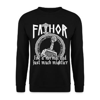 Viking Papa Vathor Marteau puissant Mjolnir - Sweat-shirt Unisexe - noir - Devant - Alina (178cm) & Michal (187cm)